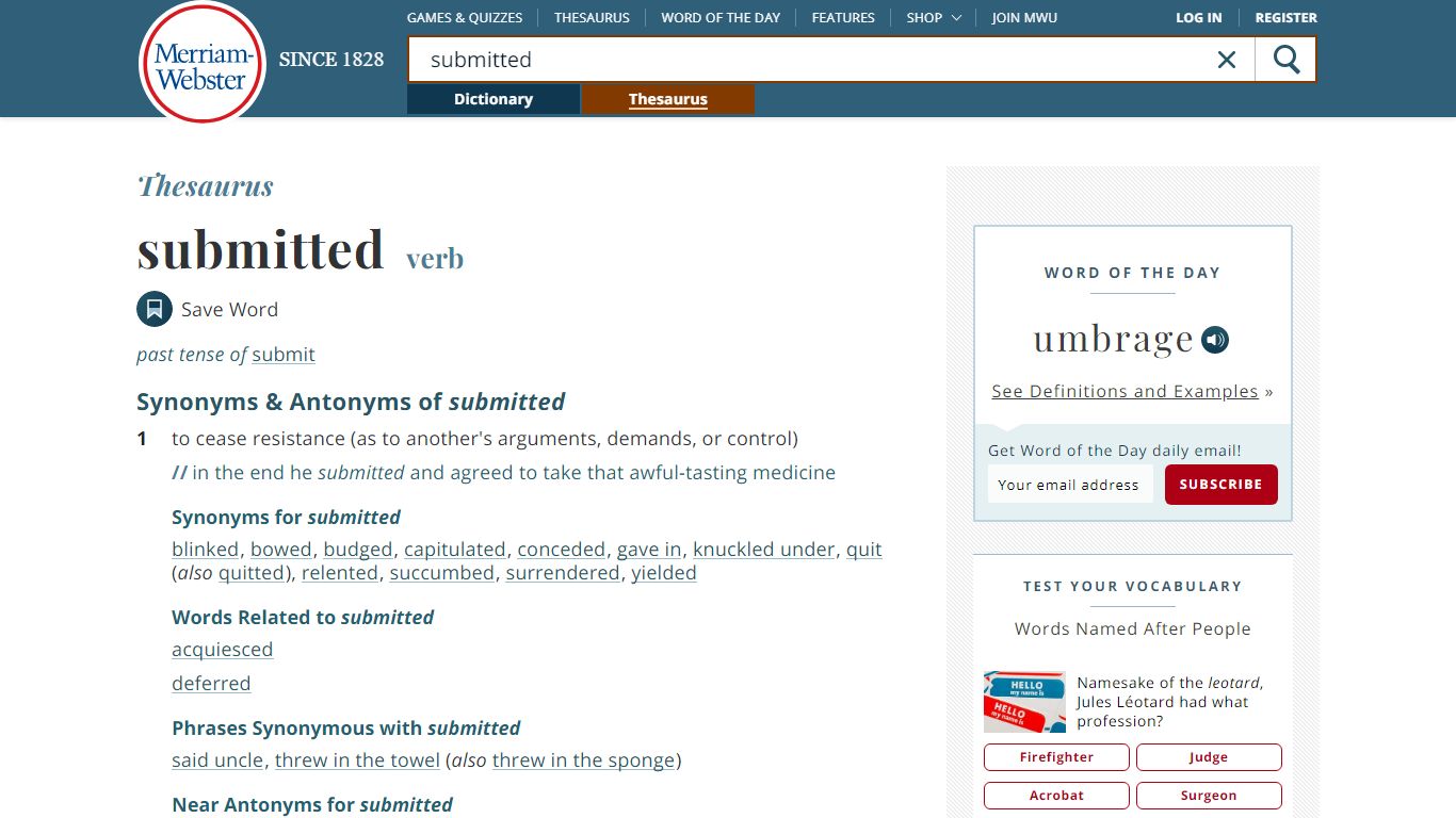 69 Synonyms & Antonyms of SUBMITTED - Merriam-Webster